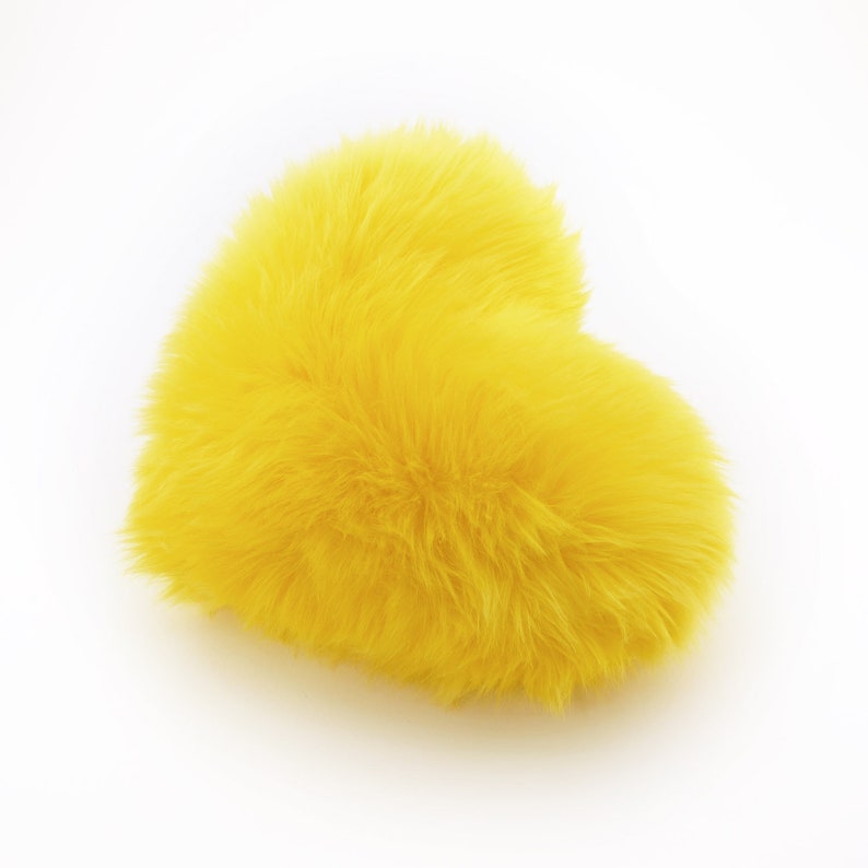 Sunny Yellow Faux Fur Heart Shaped Decorative Pillow Small Etsy