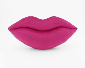 Magenta Lip Shaped Pillow Soft Plush Cuddle Smooch - Small Size