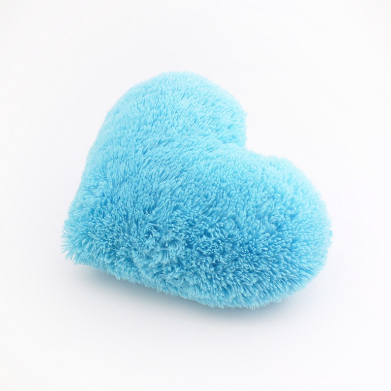 Fluffy Aqua Blue Heart Shaped Decorative Pillow Valentines Day Etsy