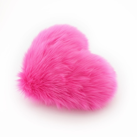 Hot Pink Heart Shaped Pillow Fluffy Faux Fur - Small Size Mother's Day Gift