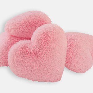 Fluffy Pink Heart Shaped Decorative Pillow Send a Hug Valentine's Day Gift for Her Small Size image 4