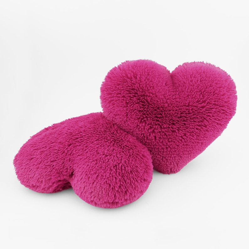 Fluffy Magenta Pink Heart Shaped Decorative Pillow Home Decor Etsy