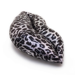 Leopard Kisses Silver Metallic Lips Shaped Pillow Valentine Smooch image 2