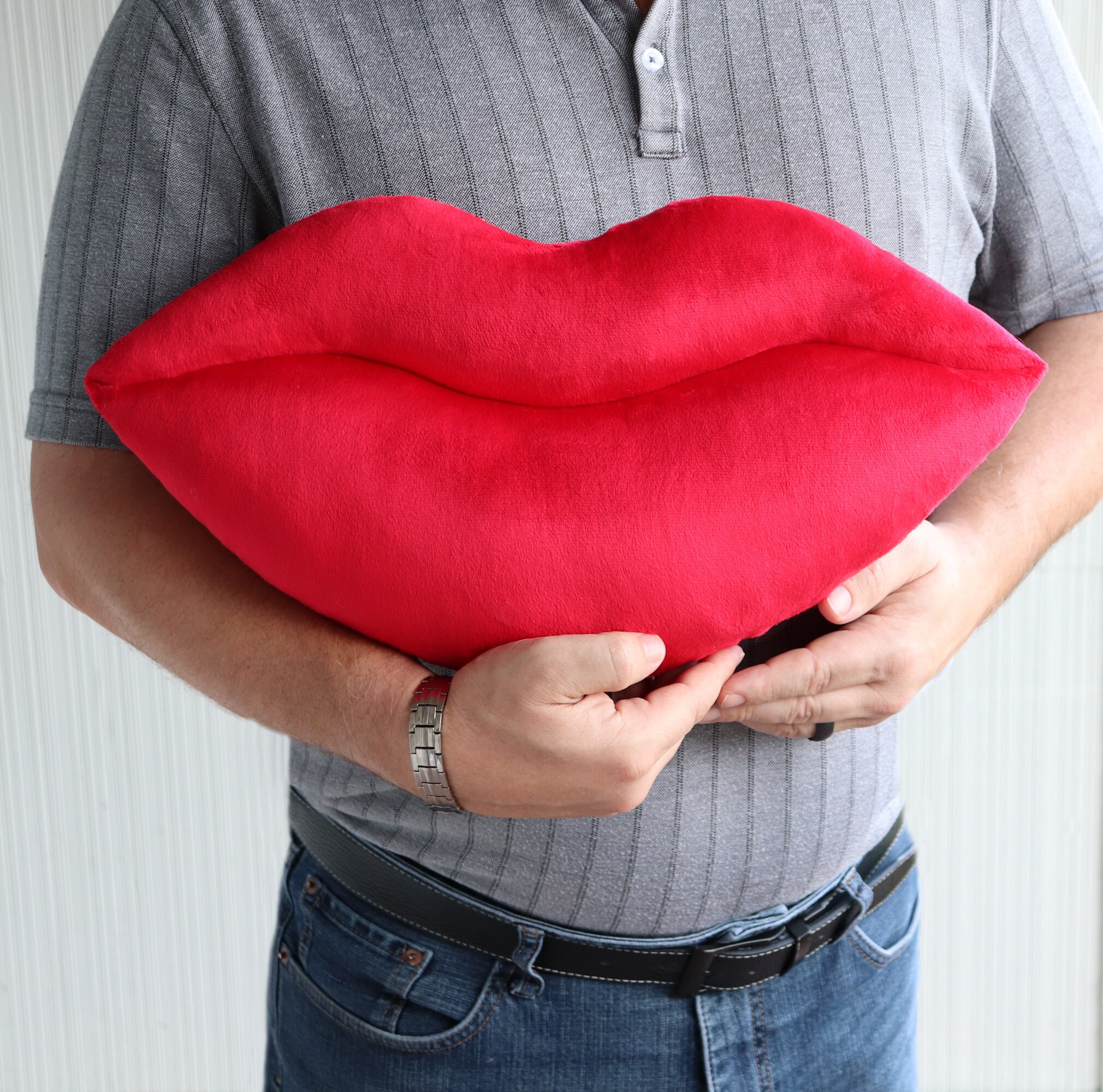 Scarlet Red Lip Shaped Pillow Soft Plush Smooch Lips Small Etsy