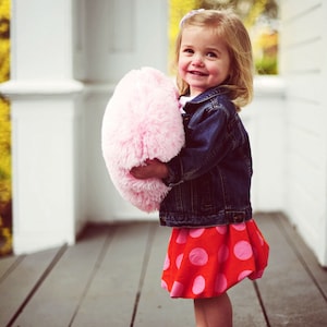 Fluffy Pink Heart Shaped Decorative Pillow Send a Hug Valentine's Day Gift for Her Small Size image 5