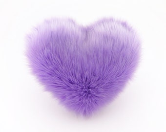 Lavender Faux Fur Heart Shaped Decorative Pillow Gift for Mom Home Decor - Small Size