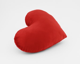 Crimson Red Plush Heart Shaped Decorative Throw Pillow Valentines Day Gift