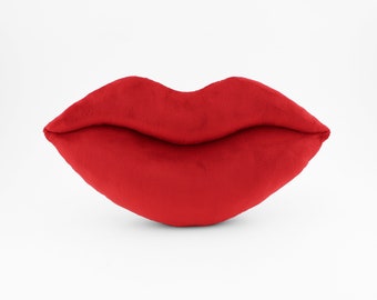 Crimson Red Lip Shaped Pillow Soft Plush Smooch Lips- Small Size