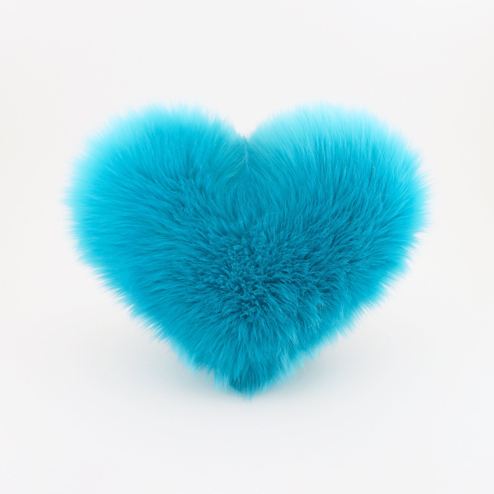 Aqua Blue Fur Heart Shaped Decorative Pillow Faux Fur Home Etsy