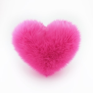 Buy Hot Pink Heart Shaped Pillow Fluffy Faux Fur Small Size ...