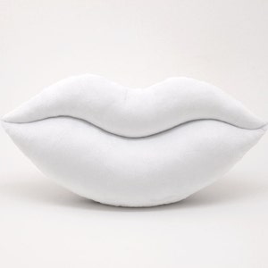 White and Red Team Spirit Smooch Lips Shaped Pillow 17 x 9 inches image 4