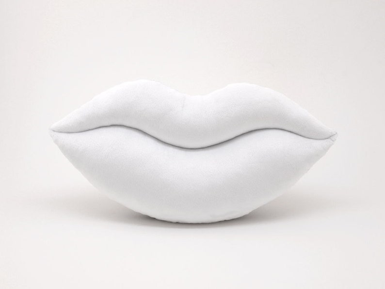 White and Red Team Spirit Smooch Lips Shaped Pillow 17 x 9 inches image 4