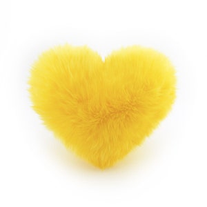 Sunny Yellow Faux Fur Heart Shaped Decorative Pillow - Small Size