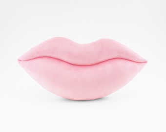 Baby Pink Lip Shaped Pillow Soft Plush Cuddle Smooch Valentine Throw Pillow - Small Size