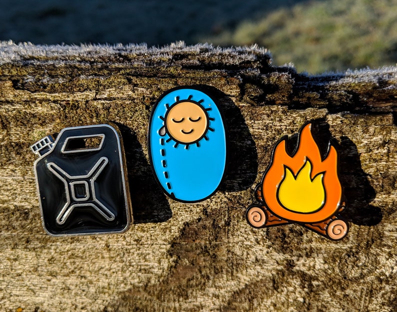 Campfire Enamel Pin with Locking Back