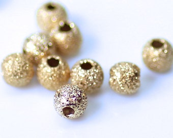 3mm, 14K Gold Filled Beads, Round with Stardust Finish, .9mm Hole, Choose Quantity, GF-2