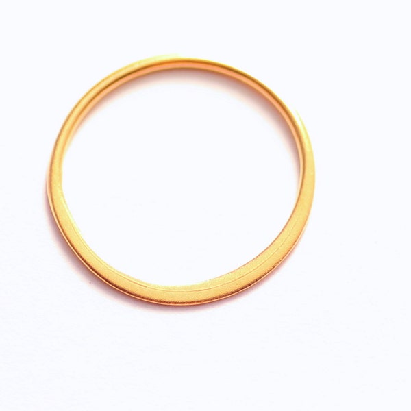 Matte Circle Link Pendant, 22K Gold Plated Sterling Silver, Half Flat, Satin Finish, 15.5mm, Choose Quantity, 22-2