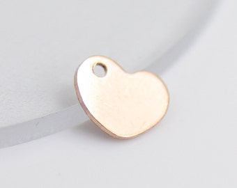 14K Yellow Gold Filled Heart Blank Tag for Stamping, 8.3 x 6.5mm, 24ga, Qty. 10 Heart Charms, GF-8