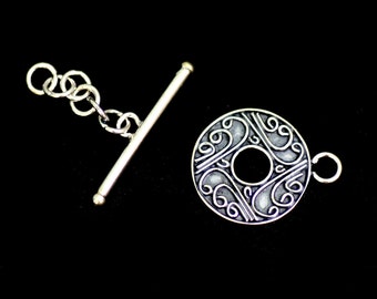 Fancy Bali Toggle Clasp, Large, Bali Sterling Silver, Qty. 1 Clasp, ST-26