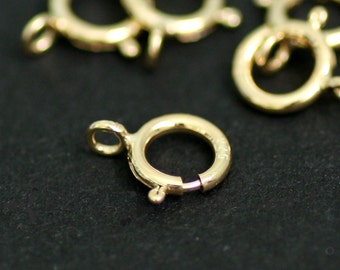 6mm Spring Ring Clasps, 22K Gold-Plated Sterling Silver, STAMPED 925, Choose Quantity, 22-9
