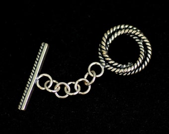 Coil Twist Toggle Clasp from Bali, 15mm Ring, 20mm Bar, Qty. 1 Clasp, SS-24