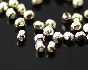 2.5mm Faceted Round Beads, Tiny Sterling Silver Beads, 1mm Hole, Choose Quantity, ST-4