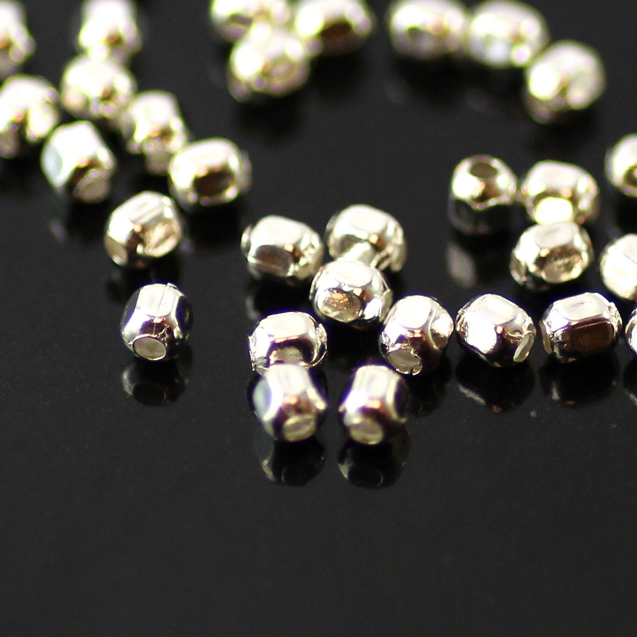 Tiny 2mm Sterling Silver Beads Faceted Round 100 pcs. S-152