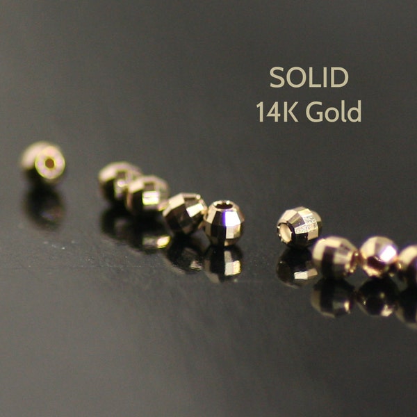 2mm SOLID 14K Gold Faceted Beads for Luxe Jewelry Making, Made in USA, Choose Quantity, 14k-5