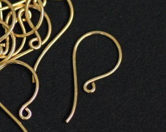 21 Gauge, 24K Vermeil Simple French Ear Wires, 19x10mm, from Bali, Gold Earrings Findings, Choose Quantity, V-19