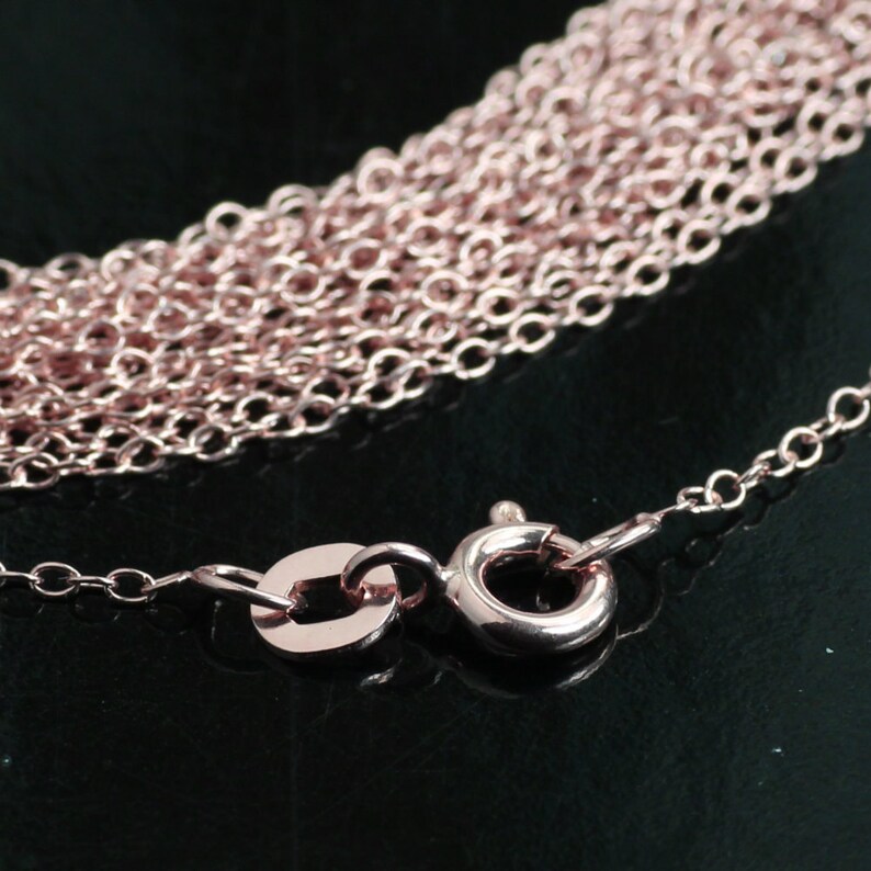 22K Rose Gold Plated Sterling Silver Chain Finished with Etsy