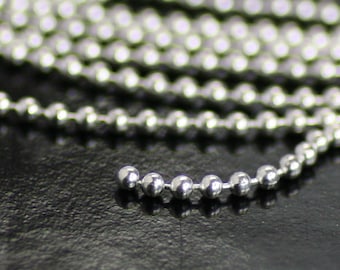 Sterling Silver Ball Chain by the Foot, 1.5mm Beads, Choose Footage, Bulk Chain, ST-54