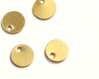 6mm Gold-Filled Stamping Blanks, 28 Gauge Round Tags, 0.9mm Hole, Plain Metal Discs with One Hole, Sequin Charms, Choose Quantity, GF-6