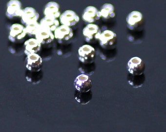 2mm Sterling Silver Plain Round Beads, Very Tiny Minimalist Jewelry Pieces, Choose Quantity, ST-12