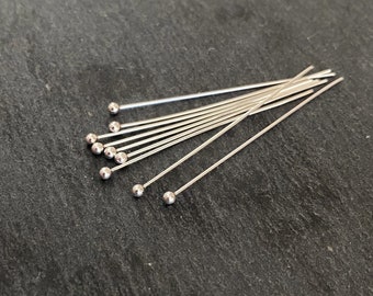 24g Sterling Silver Ball Pins 1.5 Inches Long, 1.7mm Ball, 24 Gauge Headpins for Jewelry Making Supplies, ST-259