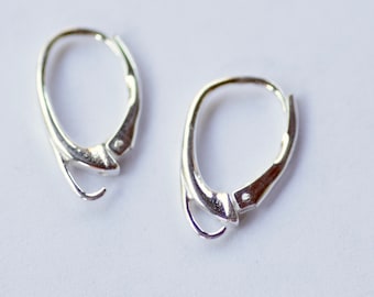 Fancy Sterling Silver Lever Back Earring Findings for Jewelry Making, 10.3mm x 16.5mm, STE-3