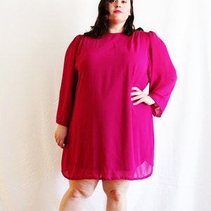 Plus Size Vintage Fuchsia Chiffon Mini Trapeze Dress Size 22W image 1