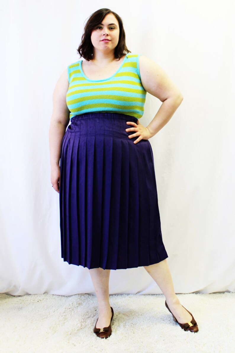 FINAL SALE Plus Size Vintage Blue & Green Stripe Sweater Knit Tank Top Size 12/14 image 4