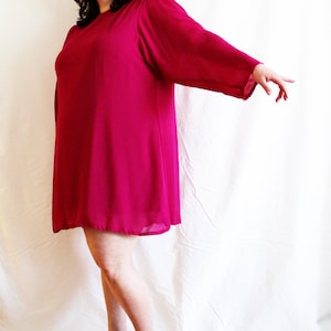 Plus Size Vintage Fuchsia Chiffon Mini Trapeze Dress Size 22W image 2