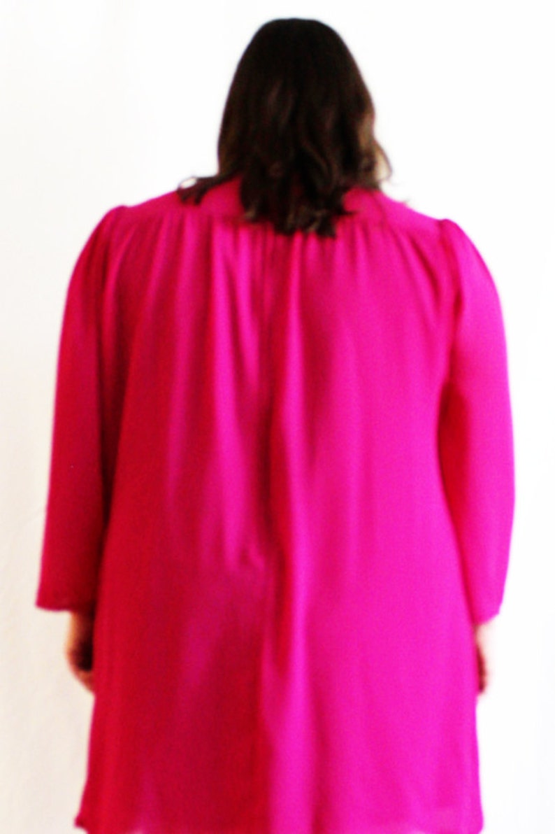 Plus Size Vintage Fuchsia Chiffon Mini Trapeze Dress Size 22W image 4