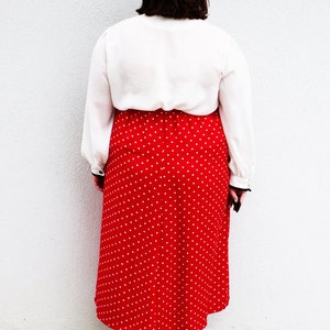 Plus Size Vintage Red & White Polka Dot Midi Skirt Size L 12/14 image 4