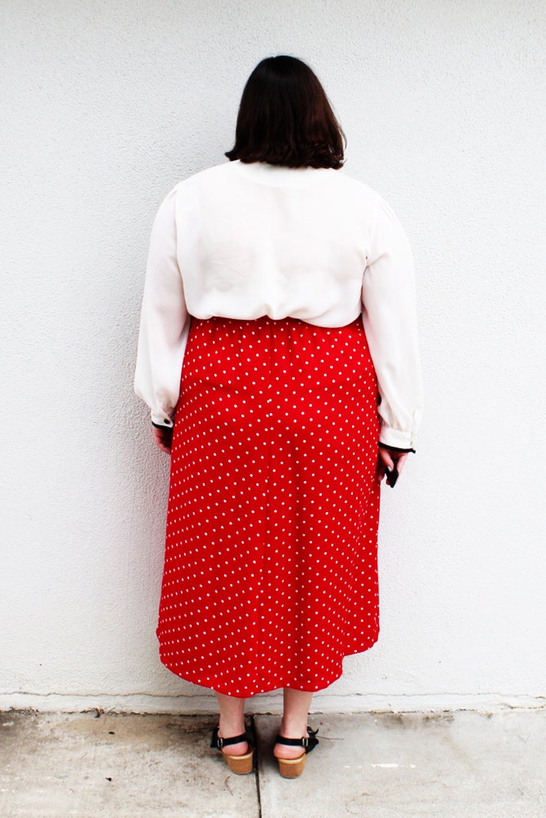 Plus Size Vintage Red & White Polka Dot Midi Skirt size L 12/14 Etsy