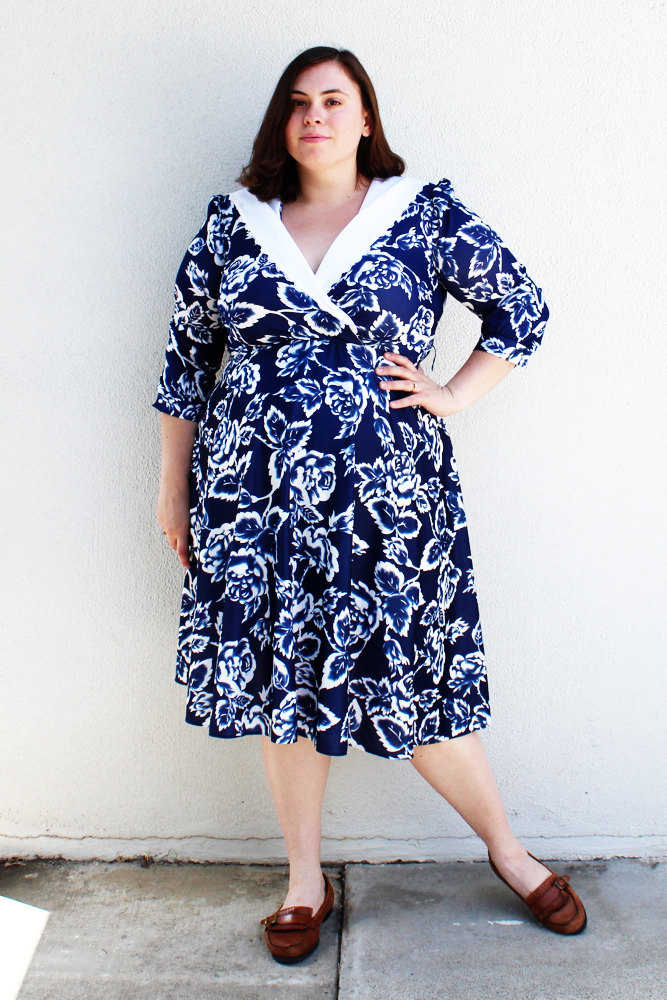 blue and white floral dress plus size Yours London Women's Plus Size White & Blue Floral Skater Dress Size 10