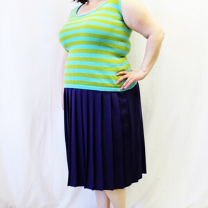 FINAL SALE Plus Size Vintage Blue & Green Stripe Sweater Knit Tank Top Size 12/14 image 2