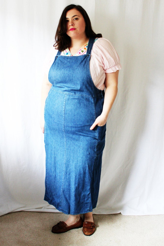 vigtig rod slutpunkt Plus Size Vintage Denim Jumper Dress size 20P - Etsy