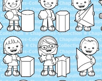 Shapes Clipart, black and white, digital product, JPG and PNG images, PDF, Set 240