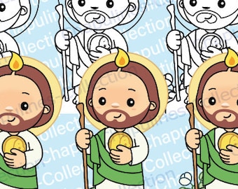 Clipart St. Jude Thaddeus - Clipart Bundle - Color and Black/White Set 230 - Instant Download