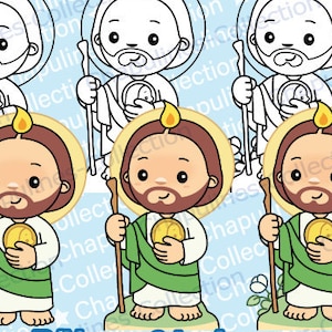 Clipart St. Jude Thaddeus - Clipart Bundle - Farbe und schwarz/weiß Set 230 - Instant Download