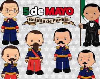 5 de Mayo Clipart, school clipart, Mexican history, Batalla de Puebla, Battle of Puebla, Ignacio Zaragoza, Set 127