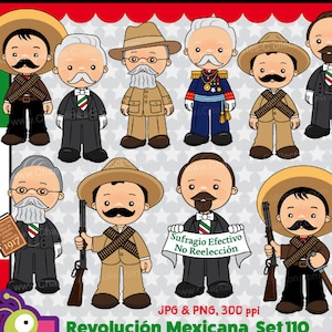 Mexican Revolution Day Clipart, México clipart, school clipart, illustrations November 20th 1910, Set 110