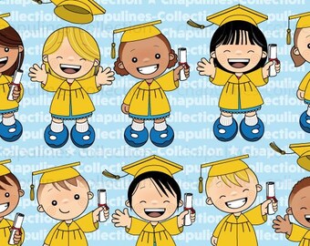 Graduation clip art, gold cap and gown, school clipart, school illustrations, kindergarten images, cap and gown images Set 182
